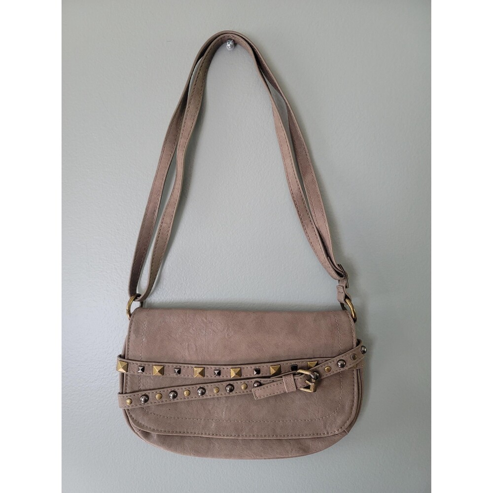 Y2K Studded Adjustable Shoulder/ Crossbody Bag. Stone Colored